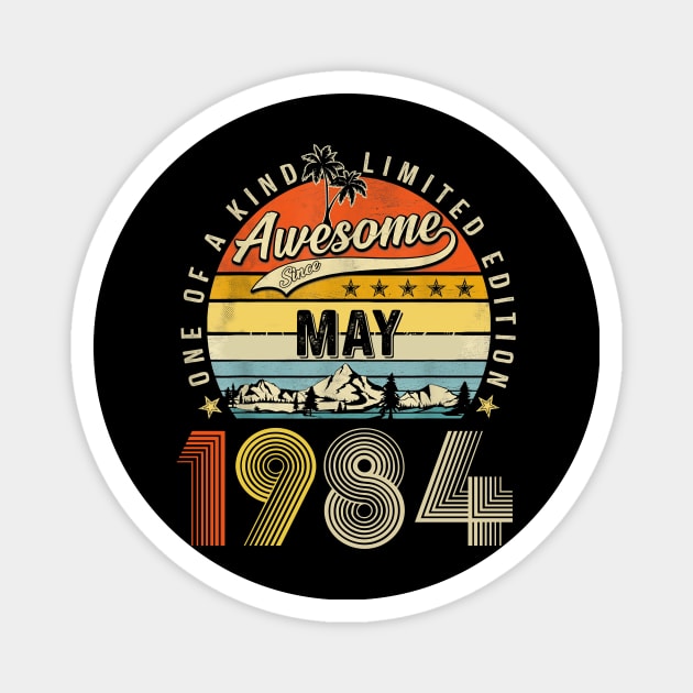 Awesome Since May 1984 Vintage 39th Birthday Magnet by Brodrick Arlette Store